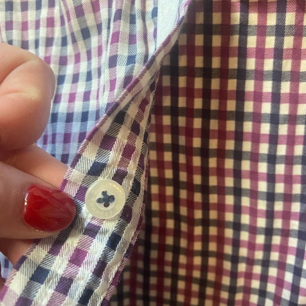 men's long-sleeve, button-down dress shirt with a gingham pattern - Picture 10 of 13